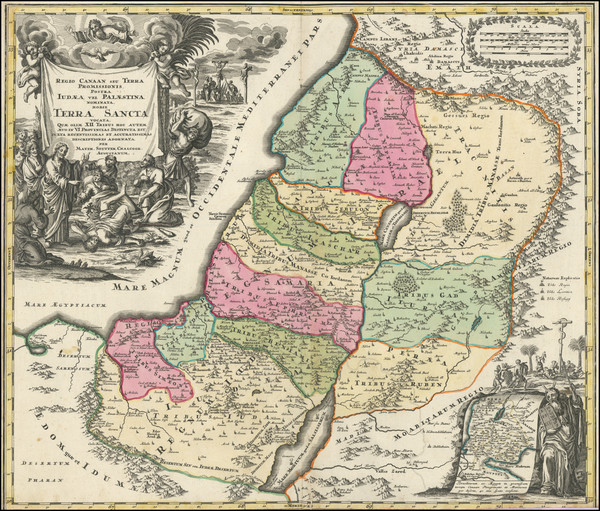 16-Holy Land Map By Matthaus Seutter