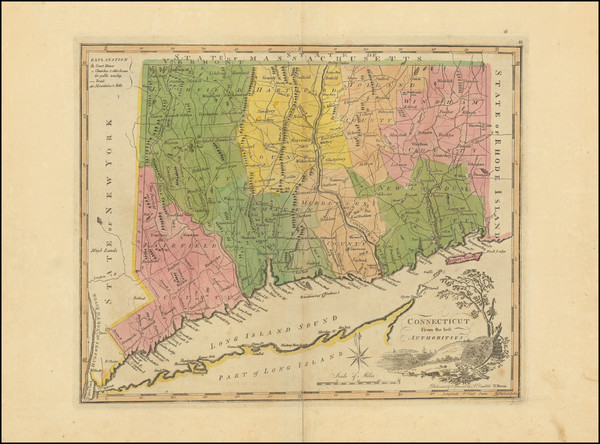 54-Connecticut Map By Mathew Carey