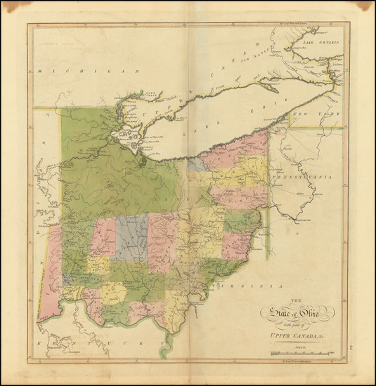 66-Ohio and Michigan Map By Mathew Carey