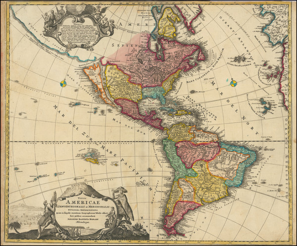 51-Western Hemisphere, California as an Island and America Map By Johann Baptist Homann