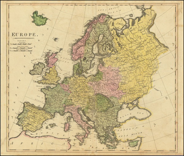 72-Europe Map By Mathew Carey