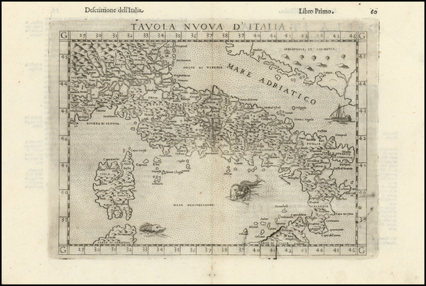 86-Italy and Corsica Map By Girolamo Ruscelli