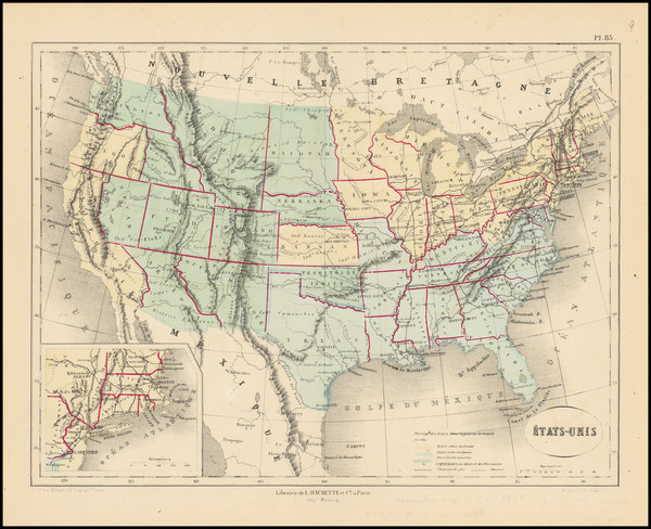 68-United States Map By Hachette & Co.