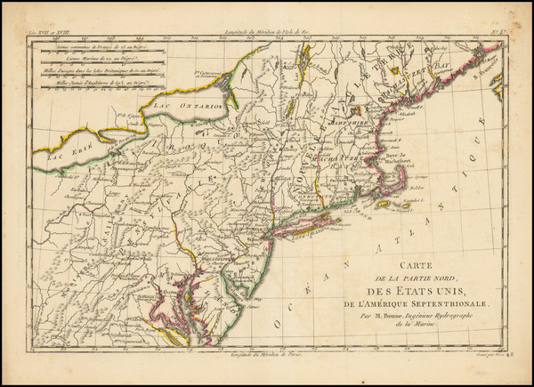 20-New England, Maine, New York State, Mid-Atlantic and Pennsylvania Map By Rigobert Bonne