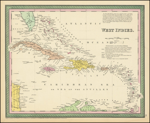 22-Caribbean Map By Thomas, Cowperthwait & Co.