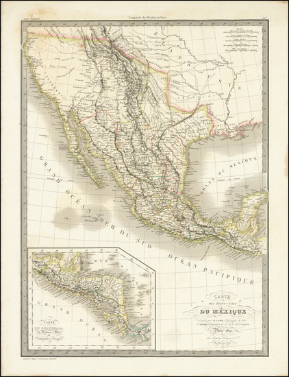 91-Texas, Southwest, Rocky Mountains, Mexico and California Map By Alexandre Emile Lapie