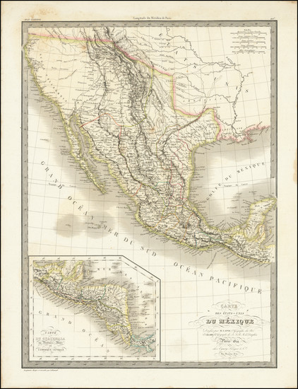 71-Texas, Southwest, Rocky Mountains, Mexico and California Map By Alexandre Emile Lapie