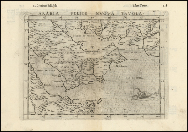 75-Middle East and Arabian Peninsula Map By Girolamo Ruscelli