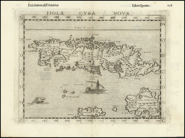 87-Cuba Map By Girolamo Ruscelli