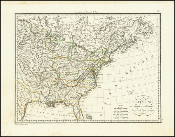 61-United States Map By Alexandre Emile Lapie