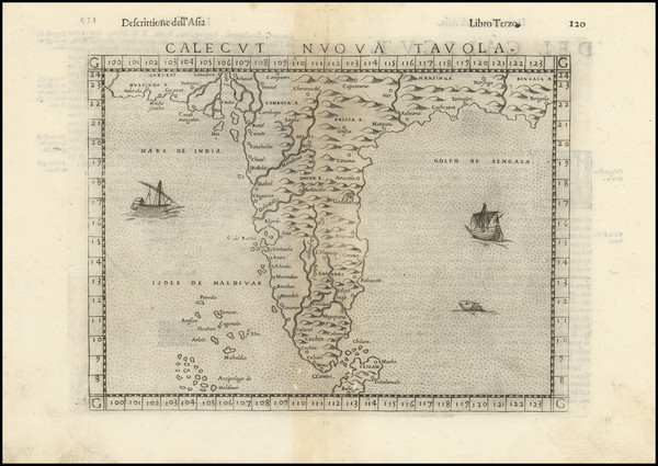 3-India Map By Girolamo Ruscelli