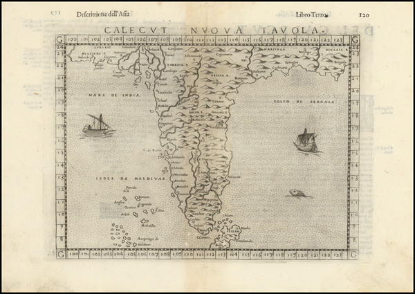 77-India Map By Girolamo Ruscelli