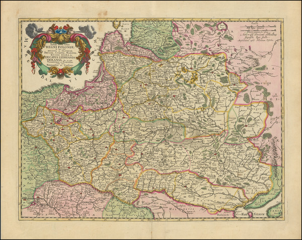 5-Poland, Russia, Ukraine and Baltic Countries Map By Nicolaes Visscher I