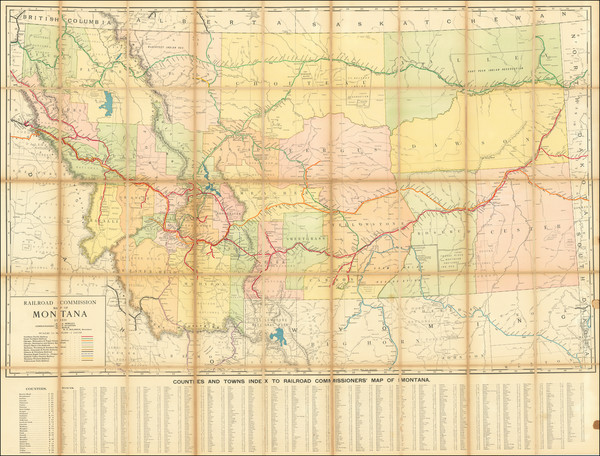 85-Montana Map By Rand McNally & Company / Montana Railroad Commission