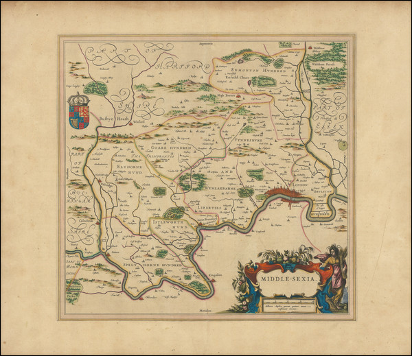 56-British Counties Map By Willem Janszoon Blaeu