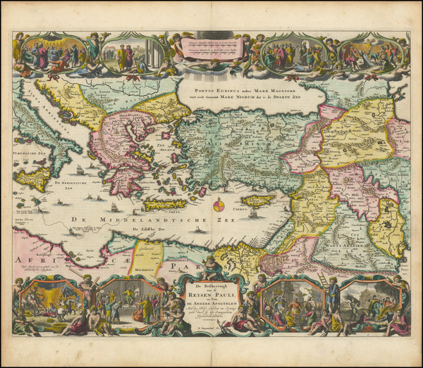 7-Turkey, Mediterranean, Holy Land and Turkey & Asia Minor Map By Daniel Stoopendahl