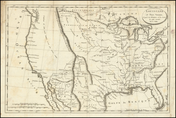 100-United States, South, Louisiana and Plains Map By Louis Narciss Baudry des Lozieres