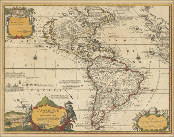 75-New Zealand, California as an Island and America Map By Nicolas de Fer