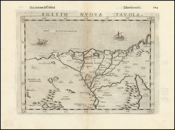 59-Egypt and North Africa Map By Girolamo Ruscelli