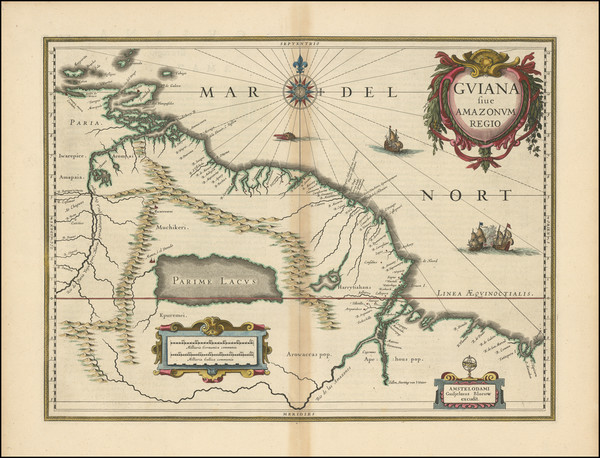36-Brazil and Guianas & Suriname Map By Willem Janszoon Blaeu