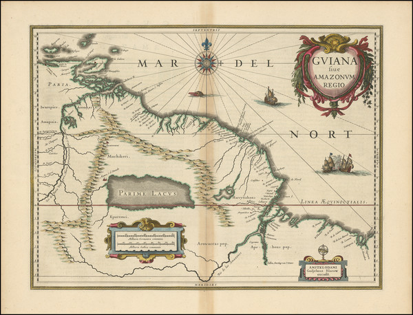 12-Brazil and Guianas & Suriname Map By Willem Janszoon Blaeu