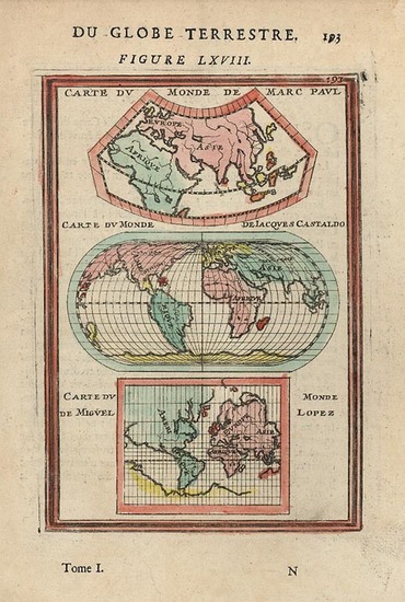 32-World, World and Curiosities Map By Alain Manesson Mallet