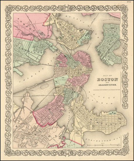 20-Boston Map By Joseph Hutchins Colton