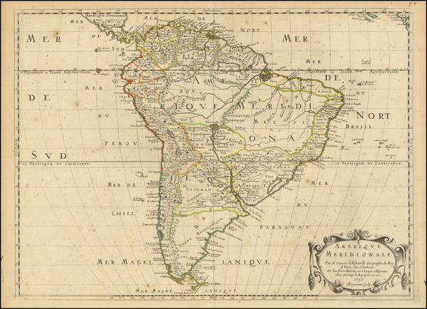 43-South America Map By Nicolas Sanson