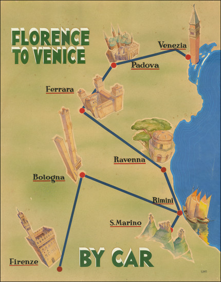 69-Northern Italy and Travel Posters Map By G. Danti