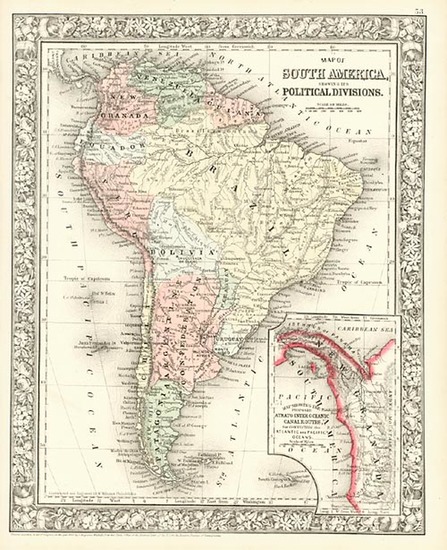 50-South America Map By Samuel Augustus Mitchell Jr.