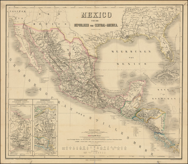 75-Texas, Mexico and Central America Map By Weimar Geographische Institut