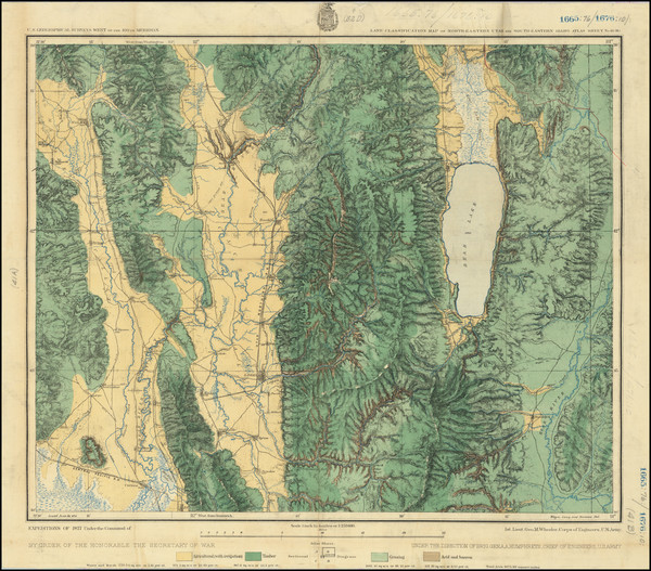 36-Utah, Idaho and Utah Map By George M. Wheeler