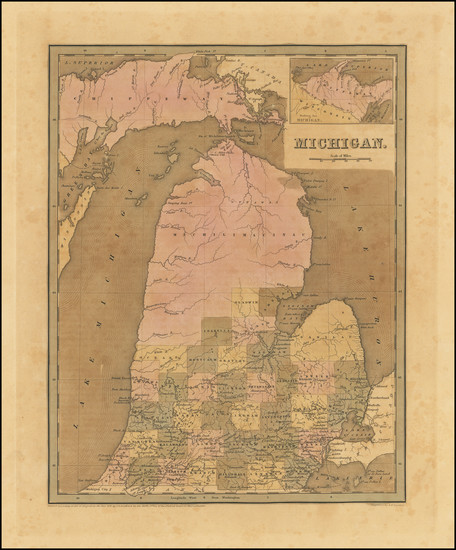 61-Midwest and Michigan Map By Thomas Gamaliel Bradford