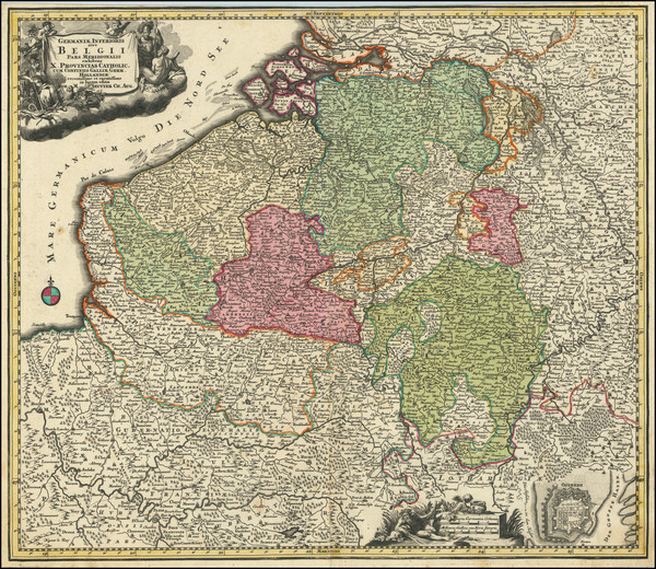 97-Belgium Map By Matthaus Seutter