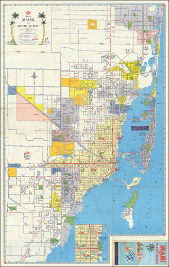 50-Florida, Cuba, Puerto Rico and Bahamas Map By American Automobile Association