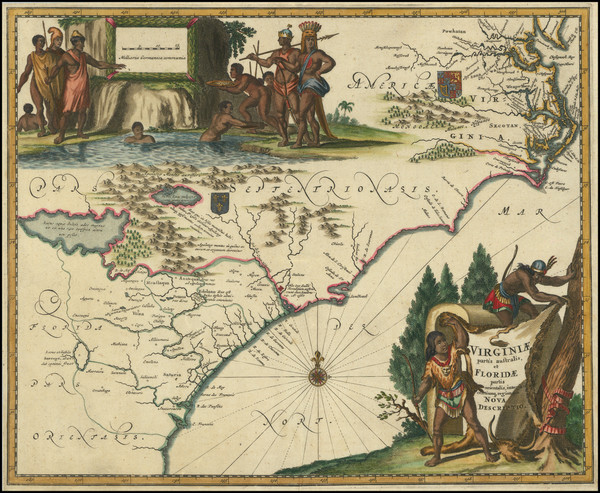 42-West Virginia, Southeast, Georgia, North Carolina and South Carolina Map By John Ogilby