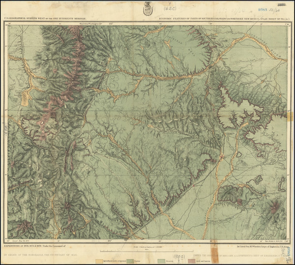 37-Southwest, New Mexico, Rocky Mountains and Colorado Map By George M. Wheeler / Colonel George R