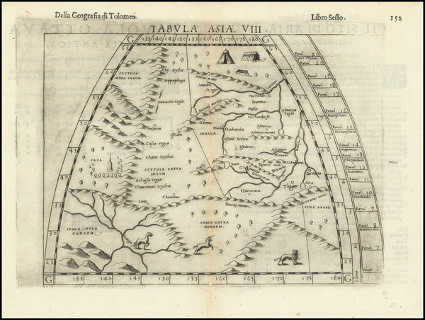 55-India and Central Asia & Caucasus Map By Girolamo Ruscelli