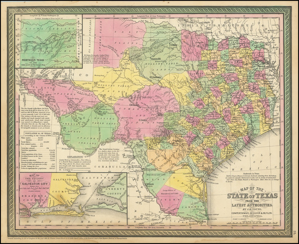 69-Texas Map By Thomas, Cowperthwait & Co.