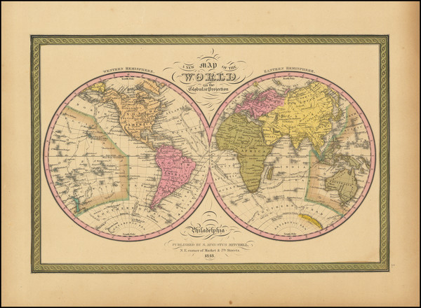 68-World Map By Samuel Augustus Mitchell