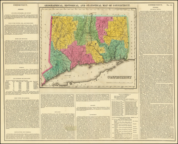 34-Connecticut Map By Henry Charles Carey  &  Isaac Lea