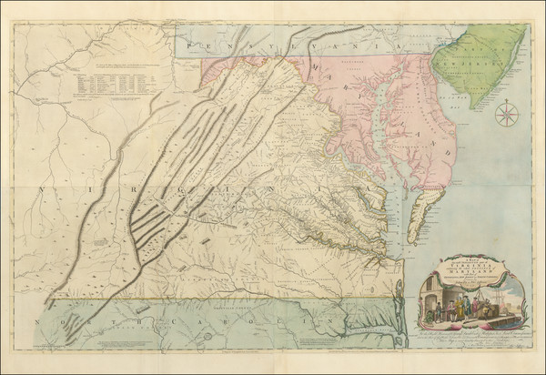 98-Mid-Atlantic, Maryland, Southeast and Virginia Map By Joshua Fry  &  Peter Jefferson