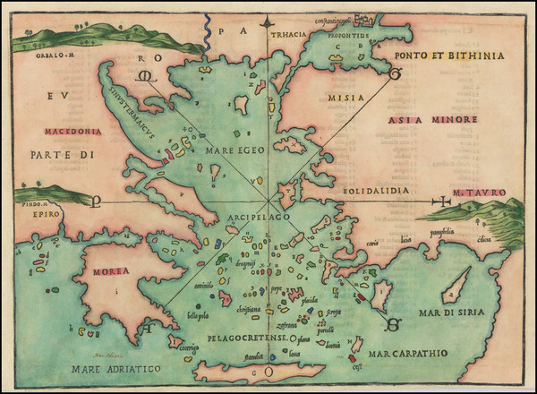 40-Turkey, Cyprus, Turkey & Asia Minor and Greece Map By Benedetto Bordone