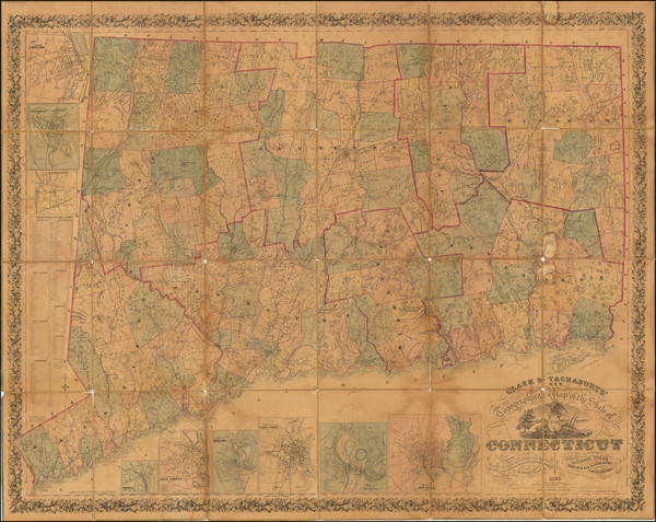 27-Connecticut Map By Robert Tackabury / George Tackabury / Richard Clark