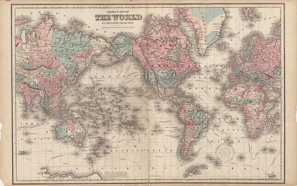 35-World and World Map By G.W.  & C.B. Colton