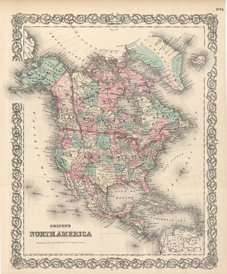 60-North America Map By G.W.  & C.B. Colton