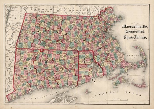 58-New England Map By H.H. Hardesty