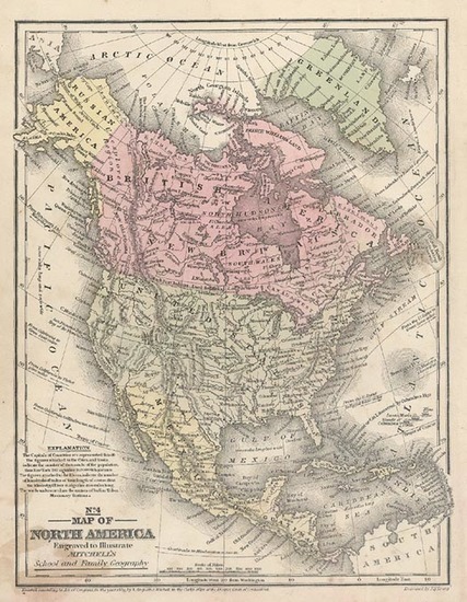 44-North America Map By Samuel Augustus Mitchell