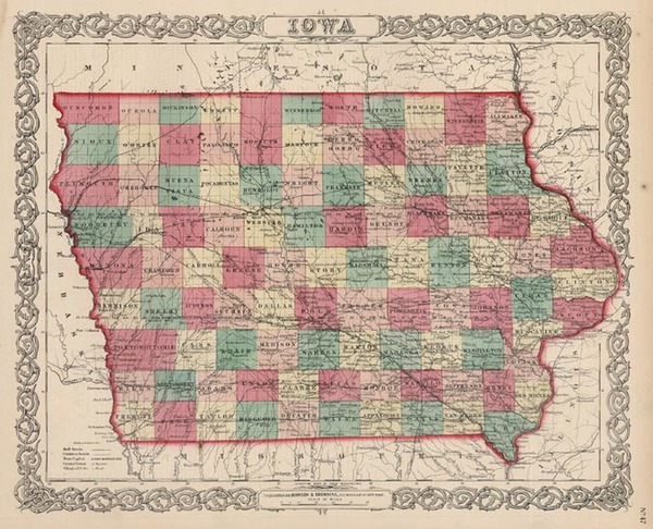 65-Midwest and Plains Map By Joseph Hutchins Colton