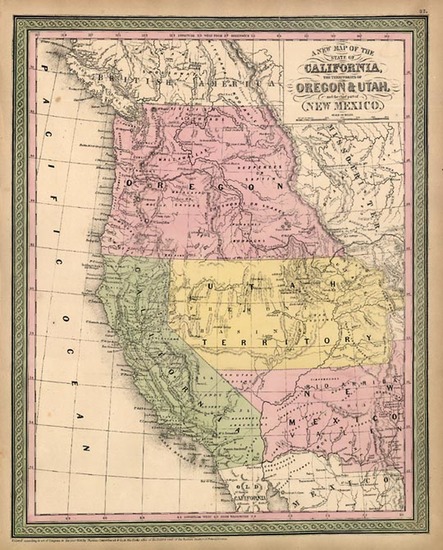 27-Southwest, Rocky Mountains and California Map By Thomas, Cowperthwait & Co.